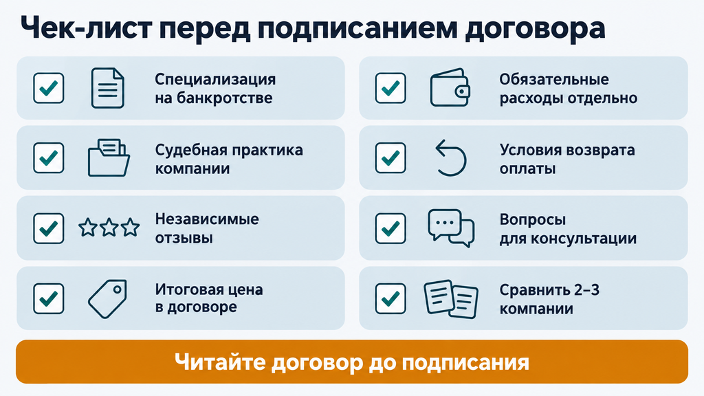 Чек-лист проверки компании по банкротству перед подписанием договора