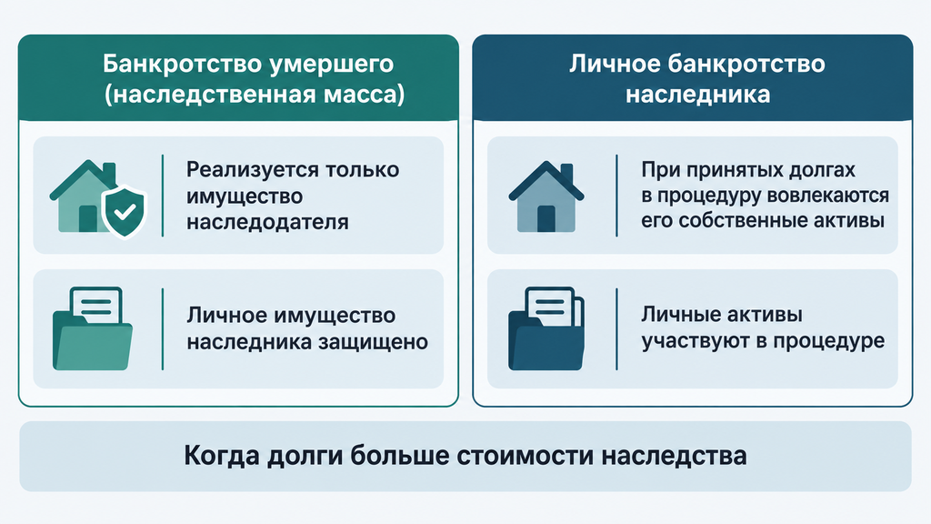 Сравнение банкротства умершего заемщика и наследника: последствия для имущества