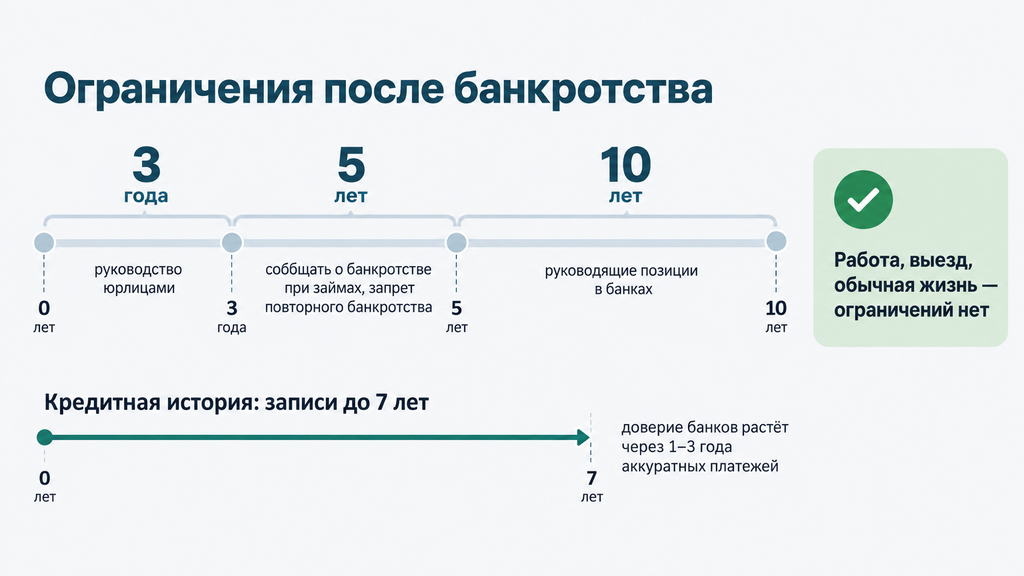 Шкала сроков ограничений после банкротства на 3, 5 и 10 лет и восстановление кредитной истории