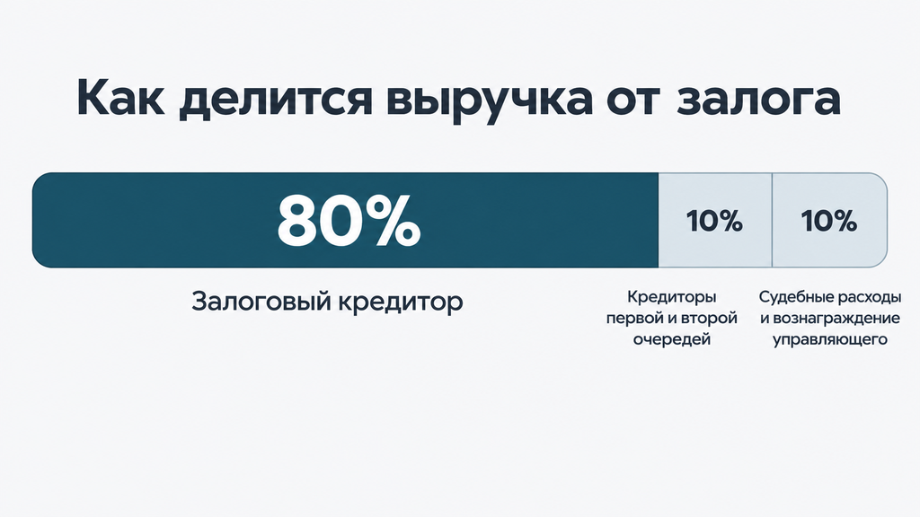 Распределение выручки от продажи залога при банкротстве гражданина пропорция 80 на 10 на 10