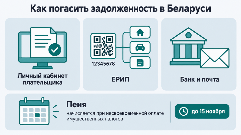 Схема погашения задолженности по налогу на имущество в Беларуси: три способа оплаты и контроль сроков