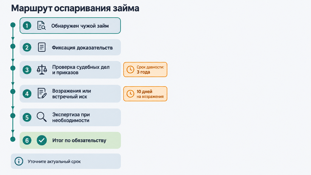 Маршрут оспаривания безденежного займа: пошаговая схема этапов от обнаружения до итогового решения