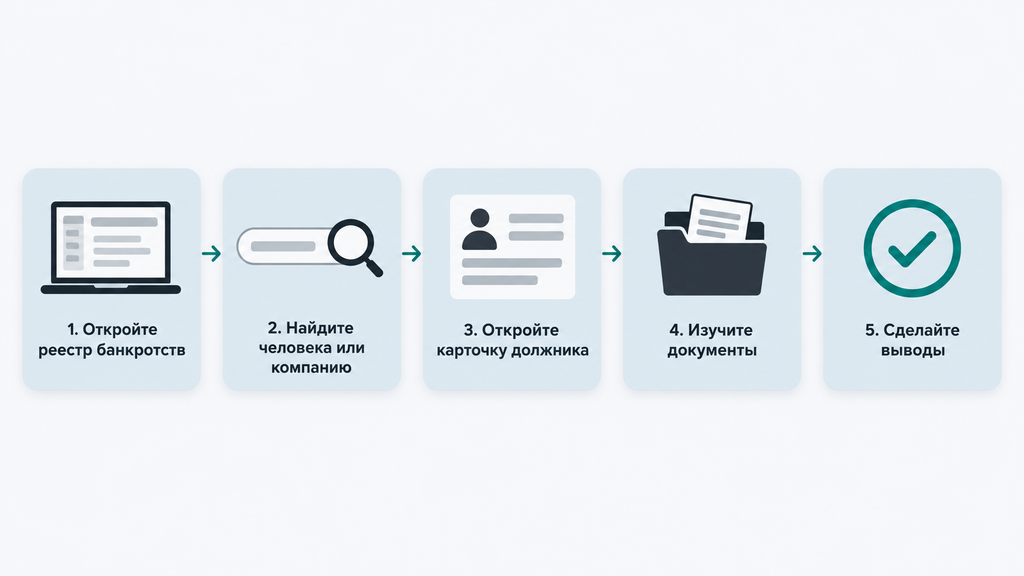 Пошаговая инструкция проверки банкротства на Федресурсе за 5 шагов