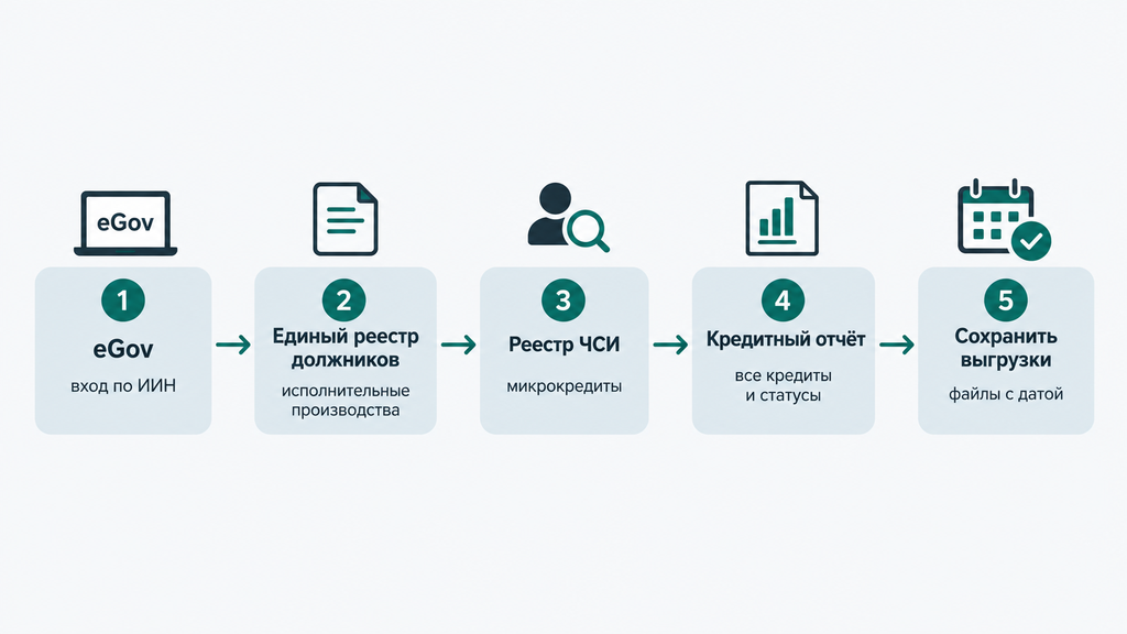 Пошаговый маршрут проверки задолженности по ИИН через eGov и реестры должников за 15–20 минут