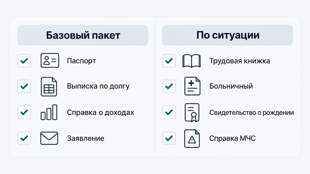 Чек-лист документов для заявления о реструктуризации: базовый пакет и документы по ситуации