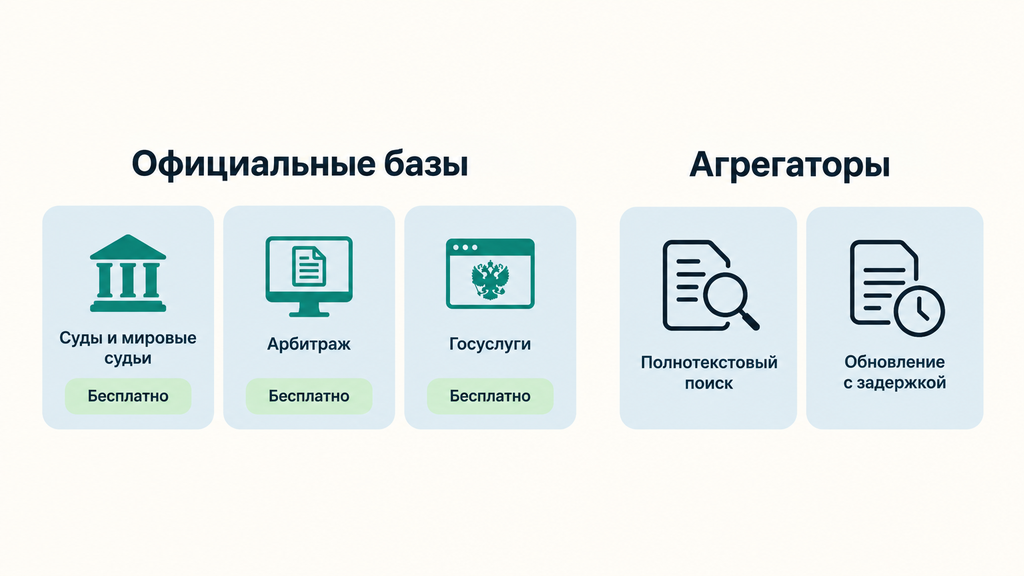 Сравнение сервисов для поиска судебных решений: официальные бесплатные базы данных против платных агрегаторов