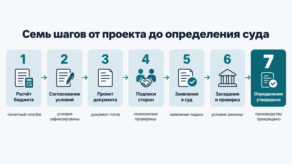 Семь шагов оформления мирового соглашения в суде от проекта документа до утверждения определения