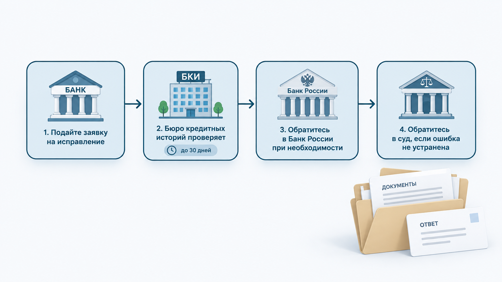 Маршрут исправления ошибок в кредитной истории от банка до суда