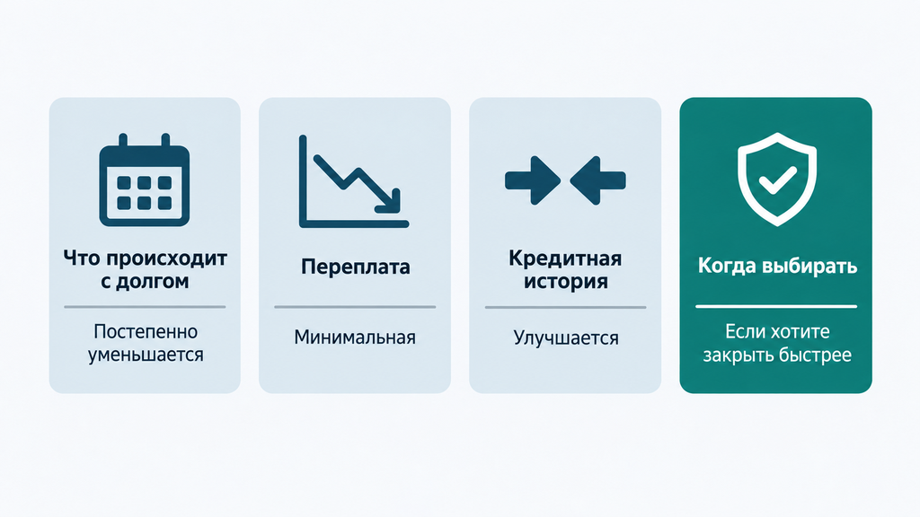 Сравнительная таблица кредитных каникул реструктуризации рефинансирования и банкротства: что происходит с долгом, переплата, кредитная история и когда выбирать