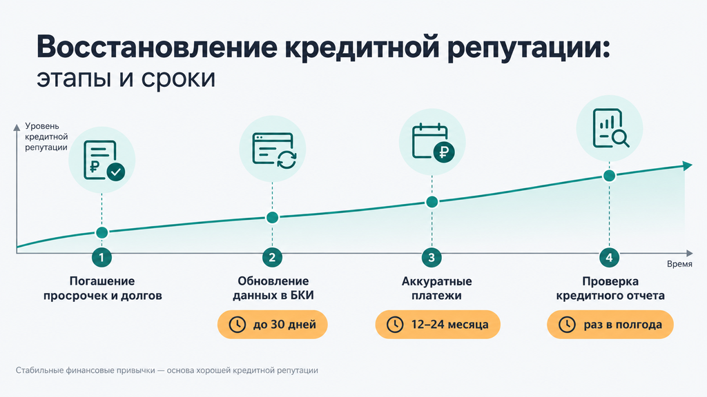 Таймлайн восстановления кредитной репутации с этапами и реалистичными сроками возврата доверия банков