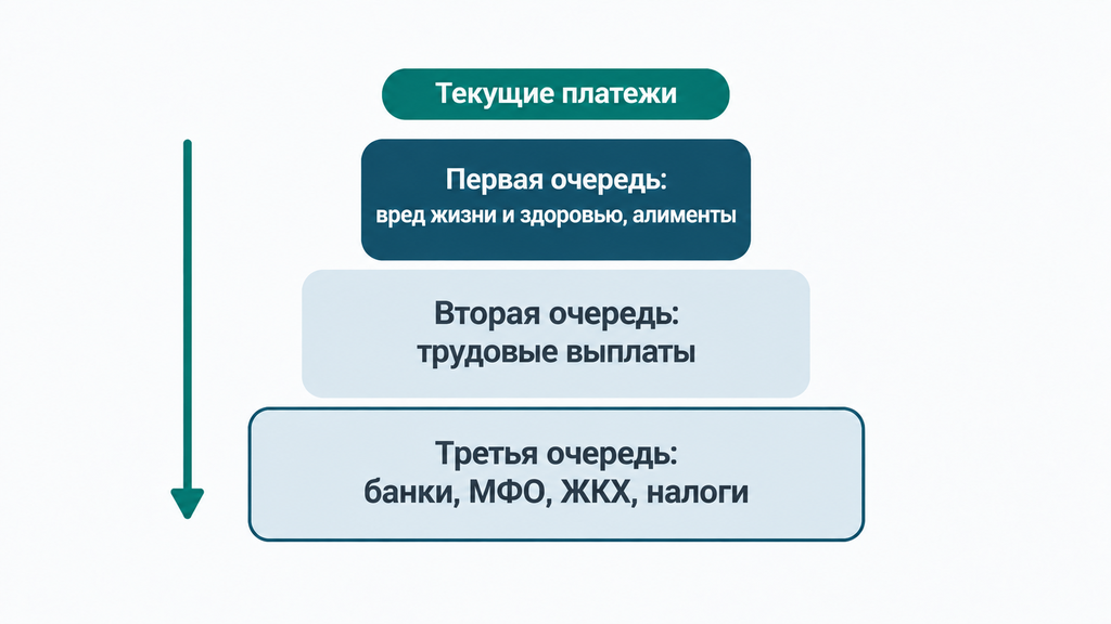 Очередность удовлетворения требований кредиторов при банкротстве гражданина: текущие платежи, первая, вторая и третья очередь выплат