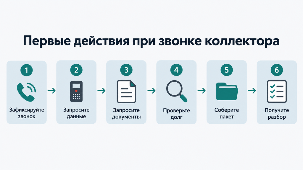 Схема первых действий при звонке коллектора: пошаговый план от фиксации до проверки документов