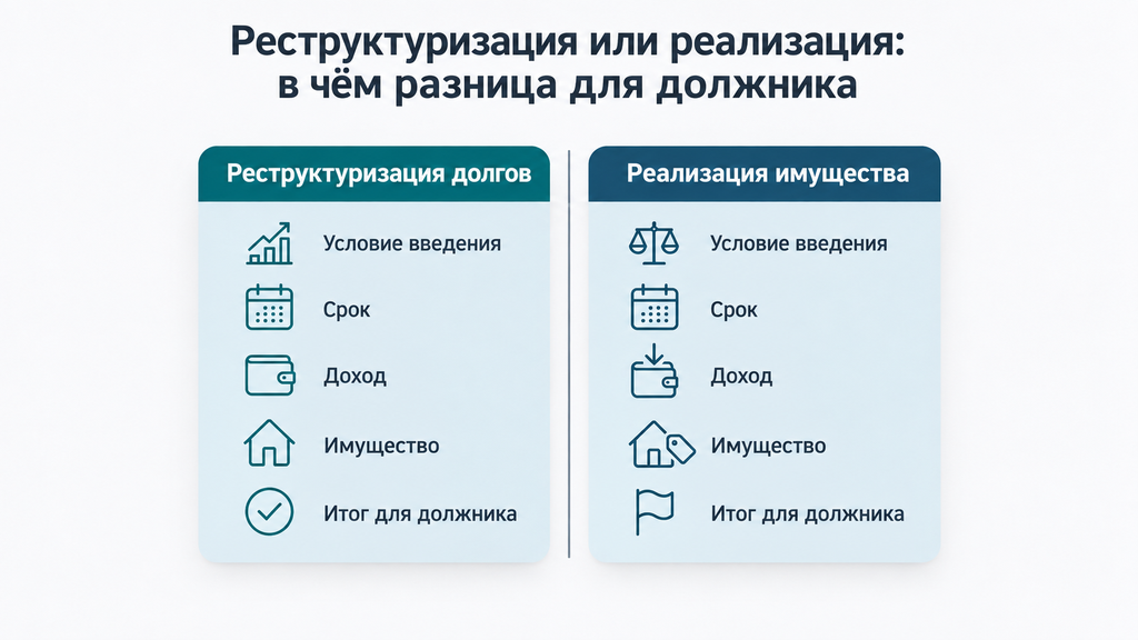 Сравнение процедур банкротства гражданина: реструктуризация долгов и реализация имущества