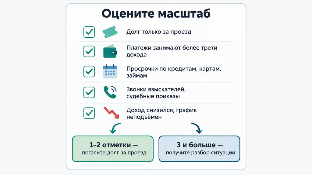 Чек-лист из пяти вопросов для самостоятельной оценки масштаба долговой ситуации