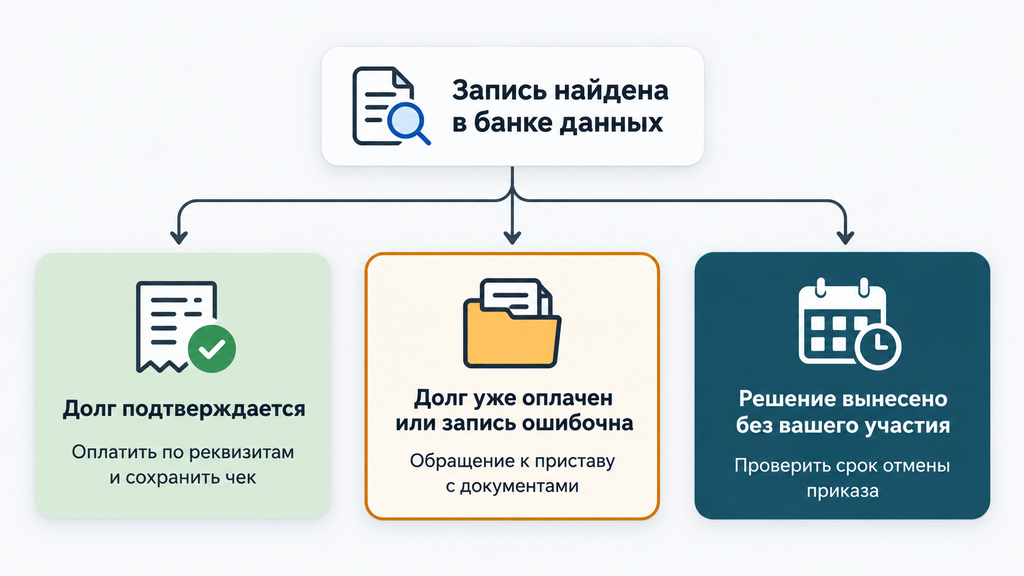 Алгоритм действий при обнаружении записи в банке данных судебных приставов: три варианта решения вопроса