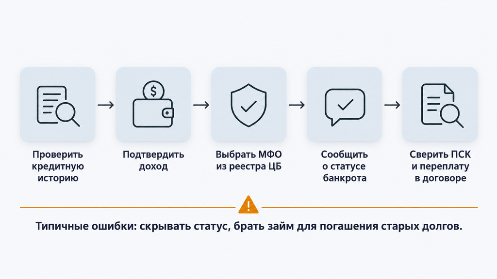Схема оформления микрозайма после банкротства: 5 пошаговых действий от проверки кредитной истории до подписания договора с предупреждением о типичных ошибках