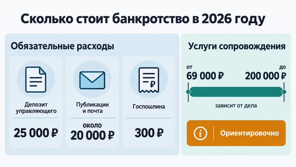 Структура расходов на банкротство физического лица в 2026 году: обязательные судебные платежи и стоимость услуг сопровождения