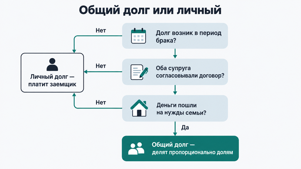 Дерево решений: как определить личный или общий долг по трём ключевым вопросам