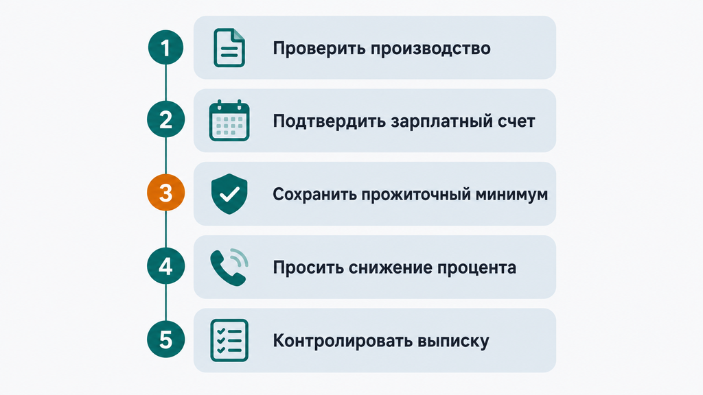 Чек-лист: пять законных шагов должника при аресте зарплаты судебными приставами