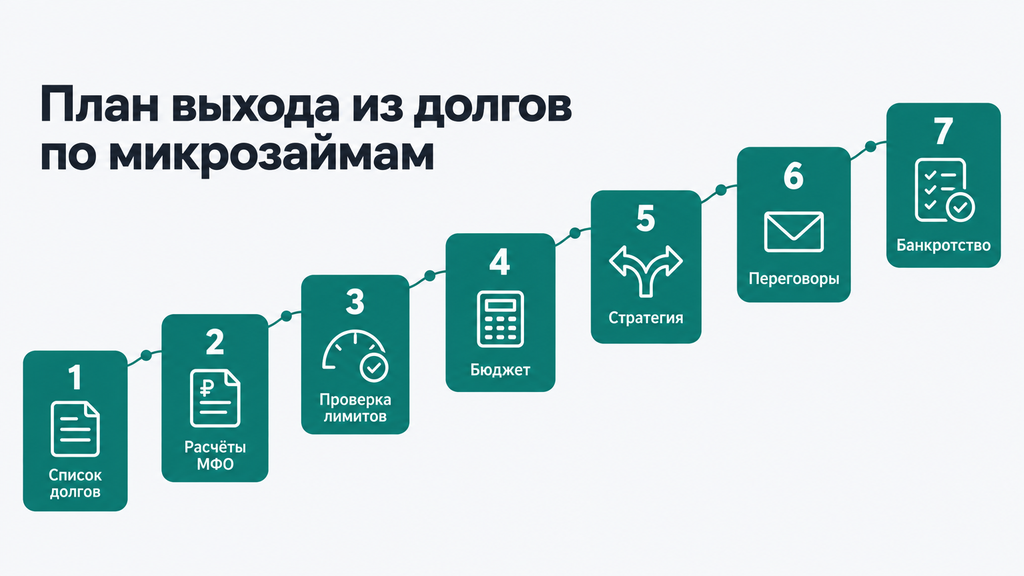 Семь шагов для выхода из долгов по микрозаймам: пошаговый план от инвентаризации до банкротства