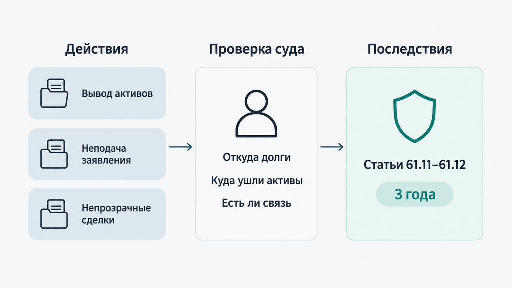 Схема субсидиарной ответственности при банкротстве: действия руководства, критерии суда и правовые последствия
