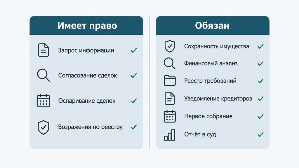 Полномочия временного управляющего: перечень прав и обязанностей по закону